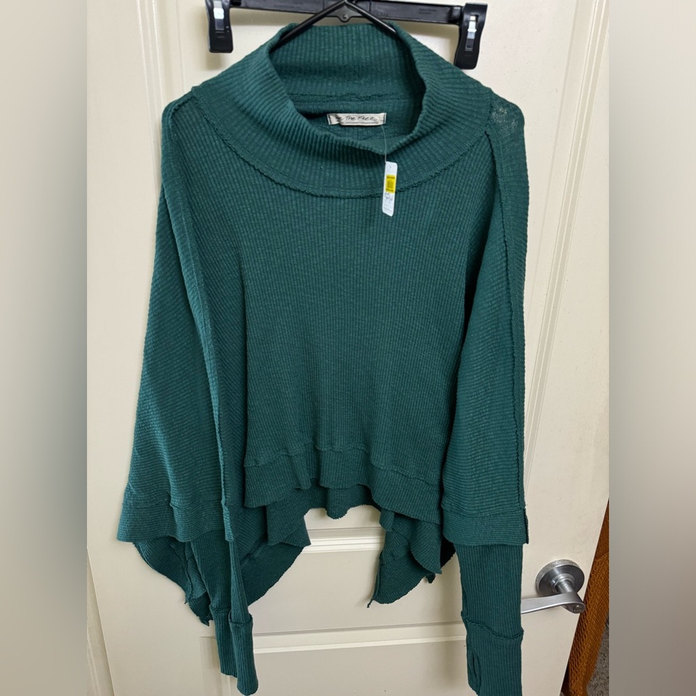 Free People green mock neck sweater. NWT